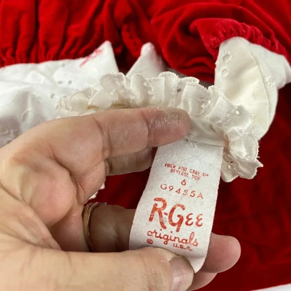 Vintage R-Gee Originals Girls 6 Red Velvet Long Sleeve Holiday Dress SEE ALL.